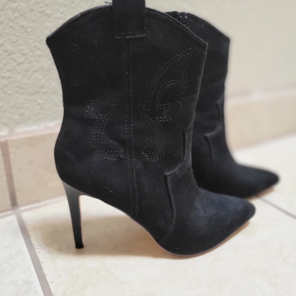 Express Black Suade High Heel Boots